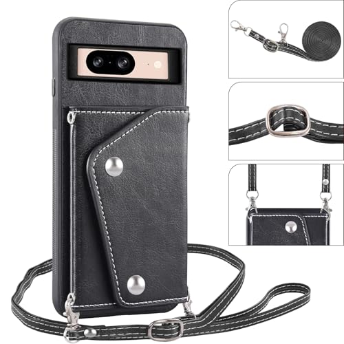 Housse cuir Google Pixel 8 antichoc avec béquille support et protège-écran - 5