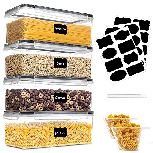 vvhippo Boite Rangement Cuisine Lot de 4, Boîte de Conservation Alimentaire en Plastique Sans BPA,pour Céréales,Pâtes,Farine