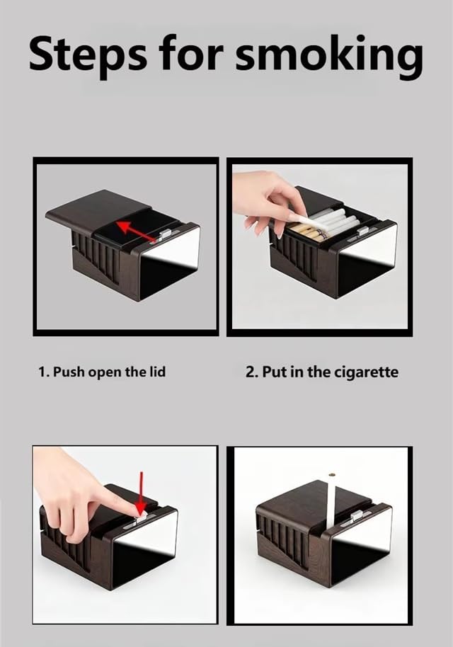Cigarette Case Pop-up Dispenser Automatic 40 Large Capacity Box Holder Storage Moisture Proof Single Press Click Vintage Retro Smoking Accessory Smokers Men Gift (Wooden, Push-Button) image 5