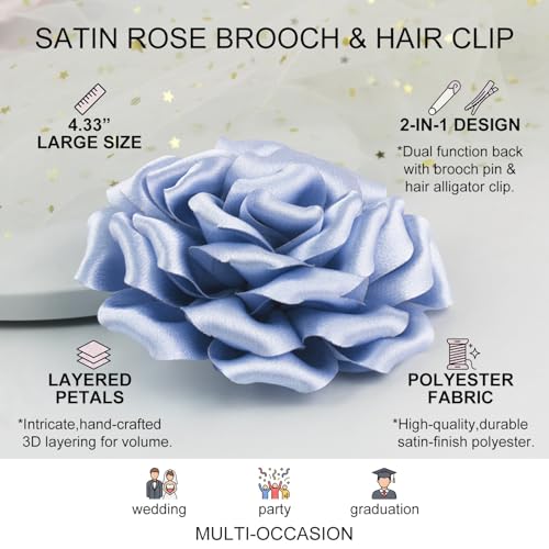 Image of 4.3 inch Red Rose Hair Clip Large Flower Brooches for Women | Charming Flowers Pins for Clothes | Turn Heads with Stylish Rose Hair Clip Flower Brooch Pin for Clothes & Clips for Woman