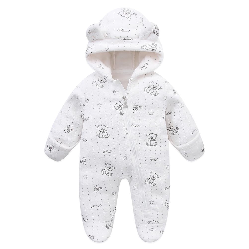Surakey Unisex Baby Clothes Winter Coats Cute Newborn Infant Jumpsuit Snowsuit Bodysuits Registry with Zipper Bear Pattern