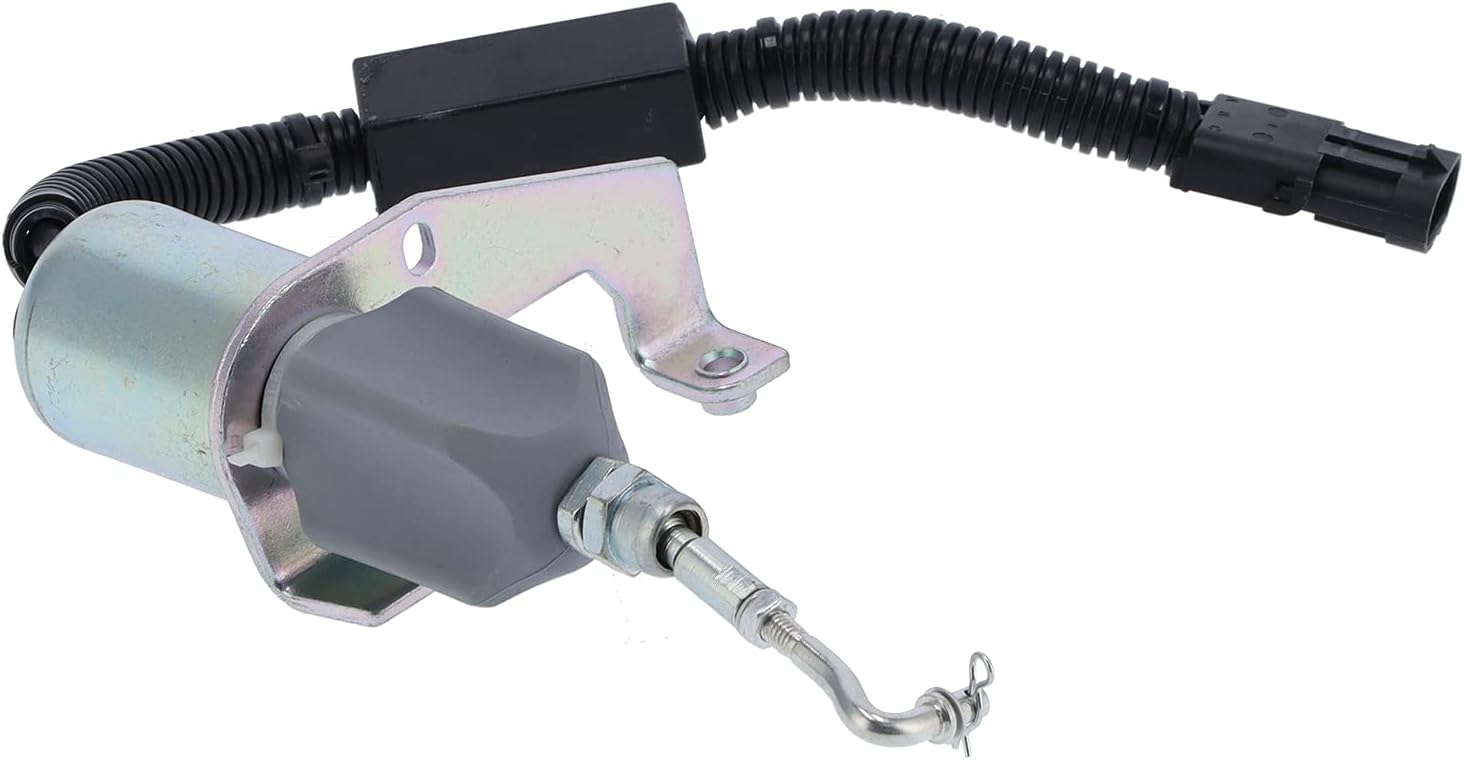 WALFRONT Electric Fuel Shut Off Solenoid, Sturdy Steel Flameout Valve, 24V Compatible with for Excavator Applications
