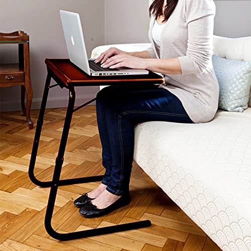 Image of Multipurpose Laptop Study Table Strong Top 6 Heights 3 Angles Portable Adjustable Foldable (Brown, Metal)