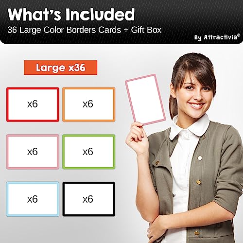 Attractivia Dry Erase Magnetic Labels 5.6 X 3.7 In, With Color Borders, Large Dry Erase Magnets, 36-Pack, Erasable Write-On Cards, Multipurpose For Office, Kanban Boards, Education, Home, Whiteboard #TOP6