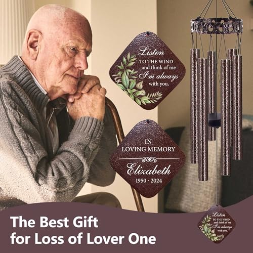 Image of ASTARIN Personalized Memorial Wind Chimes, Customized Wind Chime for Loss of Loved One /Mother /Father, Wind Chimes for Outside Garden Decoration, Sympathy Gifts for Women /Man