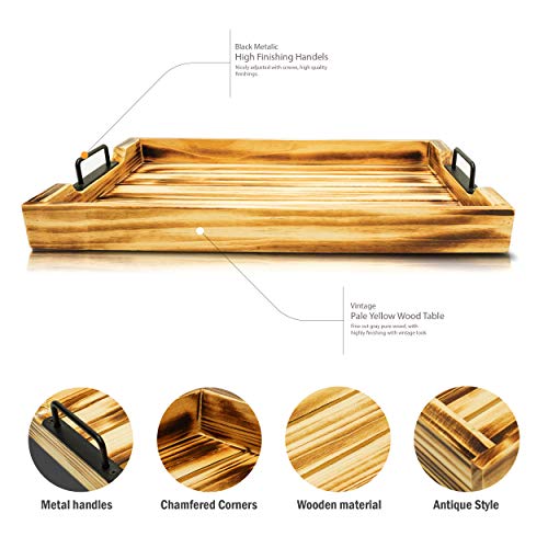 image for NOQRA Rustic Ottoman Tray Light Torched Wooden Serving Trays 20 Inch w