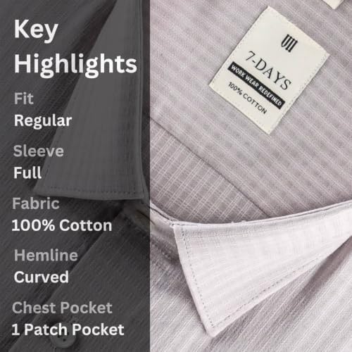 Image of 7-DAYS Premium Men's Formal Shirts - Cotton, Self-Design, Full Sleeve, Regular Fit, with Pocket, Stylish Office Shirts for Men