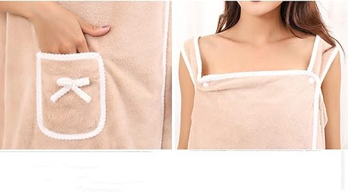 Miniatura 2 de Toalla de baño grande para mujer, toalla de terciopelo coral (bolsillo azul)