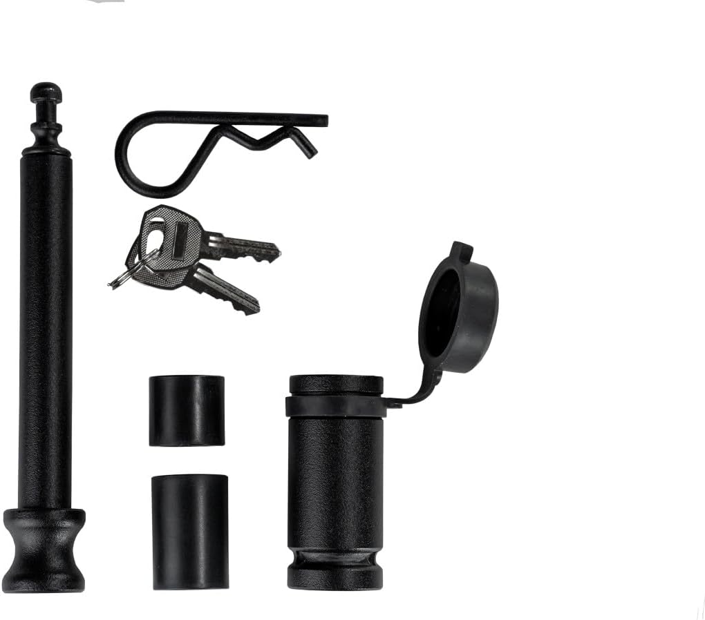 BulletProof Hitches - 5/8" Trailer Hitch Locking Pins - Universal Fit, Stainless Steel, Weather Resistant Rubber Cap - Black, 2 Pack