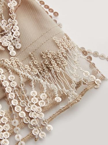 CIDER Sequins Square Neck Geometric Tassel Mini Dress3