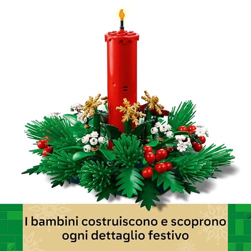 Decorazione da Tavolo Natalizia - Candela Rossa Giocattolo da Esposizione con Bacche, Stelle e Fogliame - Attività per la Famiglia - Regalo Natalizio per Bambine e Bambini da 12 Anni - 40743 - Lego - Immagine 4