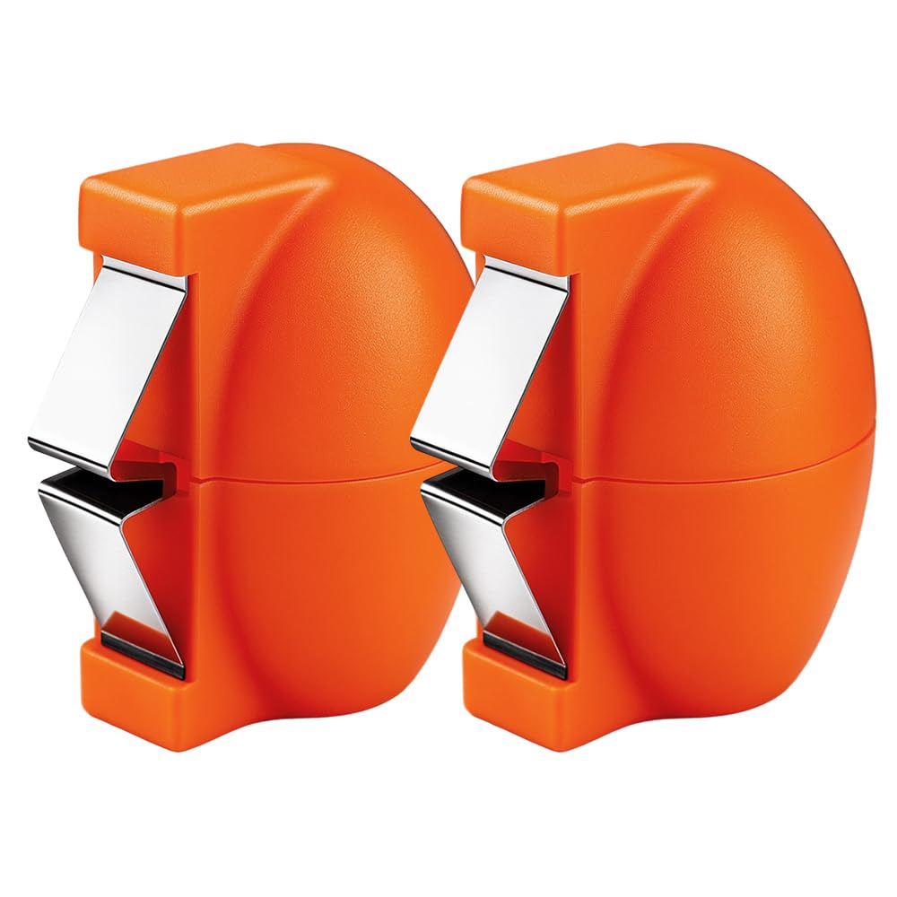2PCS Egg Shell Opener,2026 Upgrade Stainless Steel Egg Cracker Tool, Multifunctional Egg Shell Opener for Raw & Hard-Boiled Eggs, Handheld Kitchen Gadget for Easy Peeling & Separating (2PCS Orange)