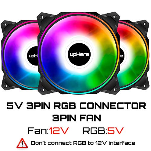 upHere RGB PCケースファン120mm 3PINコネクタ RGB同期ファン 5V 3PIN ARGBマザーボード 5個セット