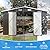 Aoxun 10x12 FT Outdoor Storage Shed - Metal Garden Tool Shed with Lockable Doors & Slooping Roof, Waterproof Outside Storage Shed Ideal for Tools, Garden Equipment & Bikes, Patio Placement(Black)