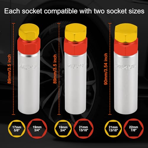 Image of CASOMAN 3-Piece 10 Spline Lug Nut Key Set, Wheel Lock Removal Tool Kit for Easy Removing and Installing Aftermarket & Factory Wheel Tire Lug Nuts, CR-V Steel
