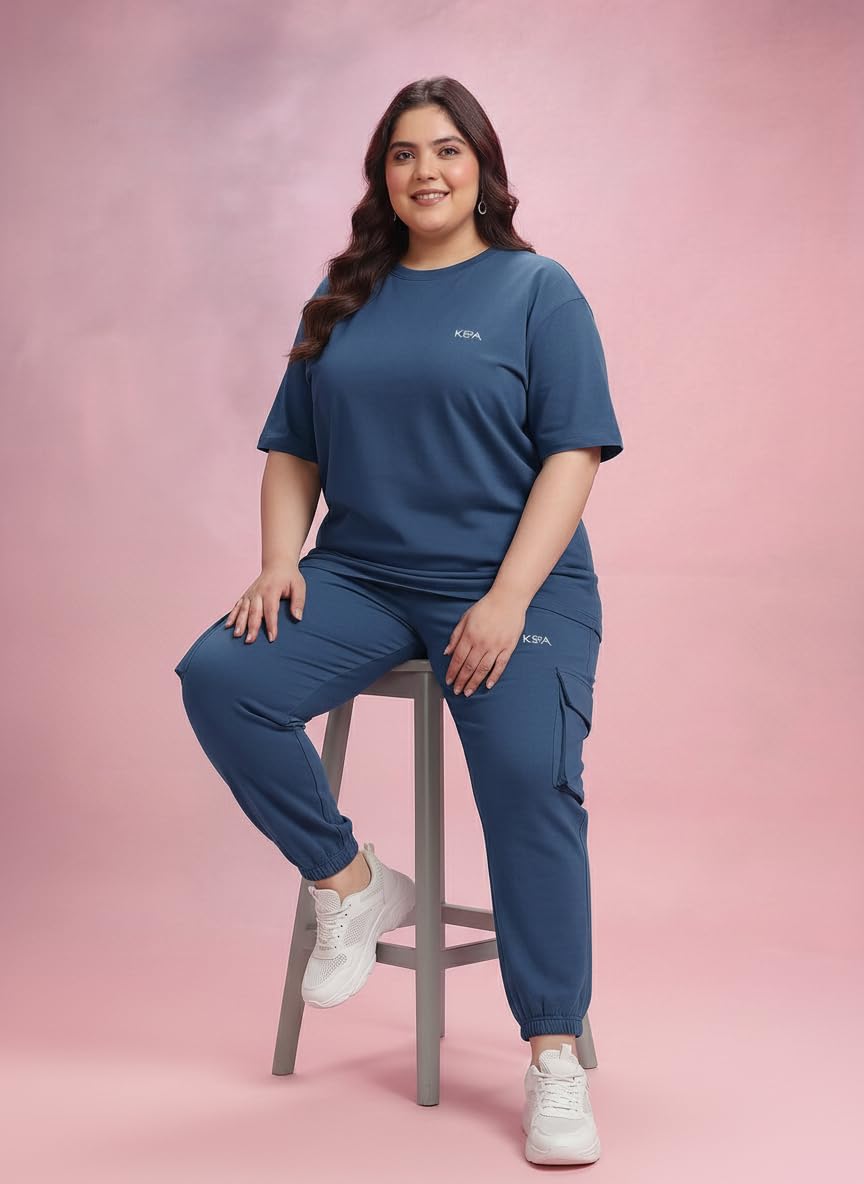 Kepa Plus Size Summer Co Ord Set for Women | Top and Lower with Stretchable Waistband | Stylish Airport Outfit for Women | Western Track Suit Co-Ord Set for Casual Wear 3