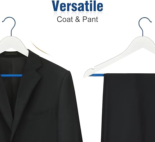 Miniatura 5 de TOPIA HANGER Perchas de madera prémium con barra antideslizante para pantalones, gancho giratorio de 360 y muescas para los hombros, paquete de 16