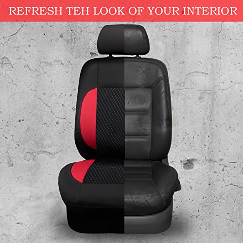 Image of CAR-GRAND 3D Embossed &Waterproof EVA Neoprene Car Seat Covers Two Front Only,Universal fit for 90% Automotive SUV Sedan Truck (Black and Red)
