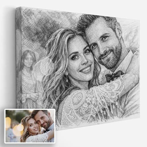 Portrait dessin crayon gris personnalisé style esquisse artistique à partir de votre photo Poster...
