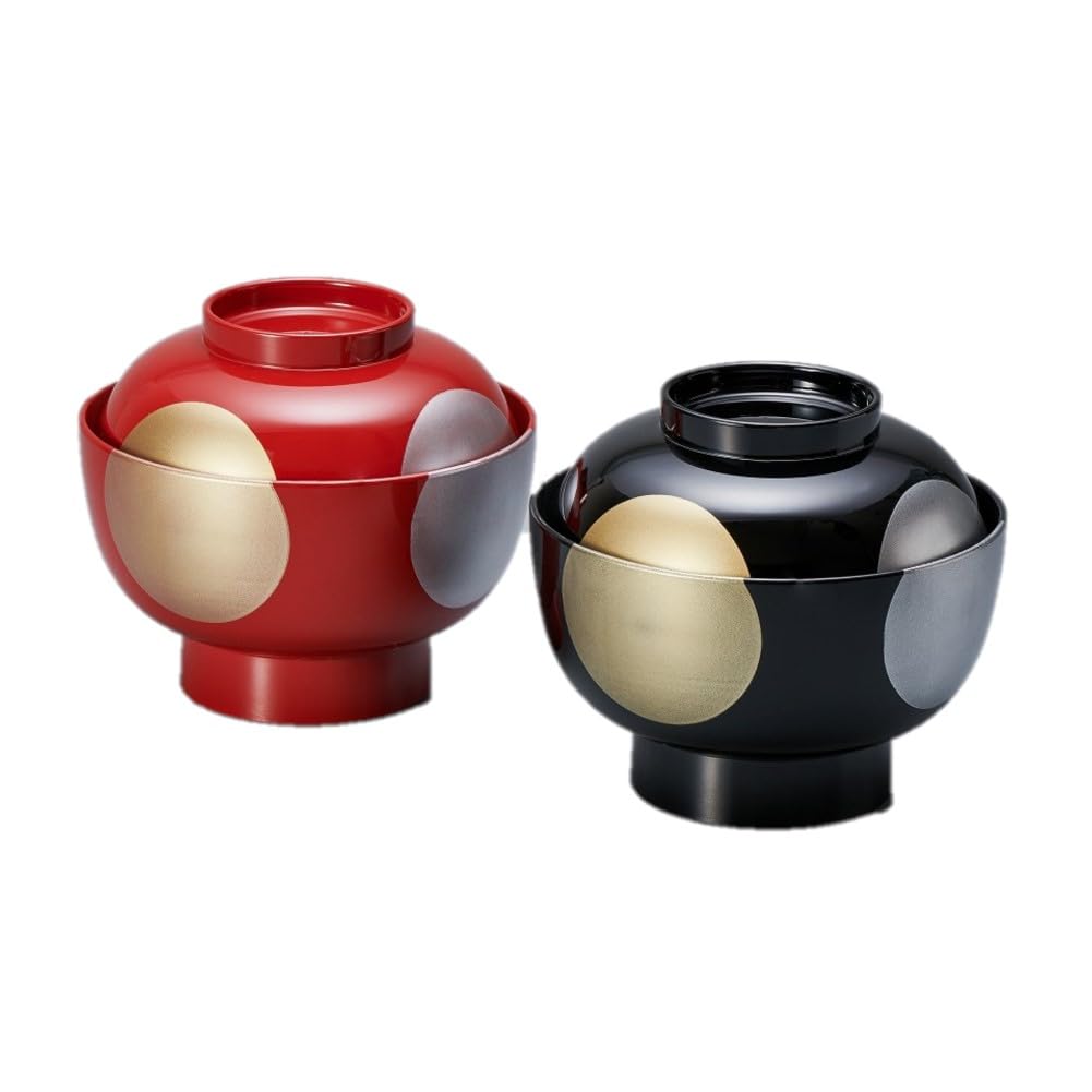 吸物椀 沈金 招福松 黒 5客セット 漆塗り【製造中止】 漆器の井助 汁椀