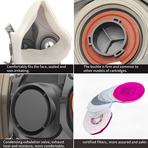 Ranksing 6200 Half Facepiece Reusable Respirator 6200 Half Face Shield With 2 Packs 2091 Filters For Painting Dust And Formaldehyde Sanding Polishing Spraying And Other Work #TOP2