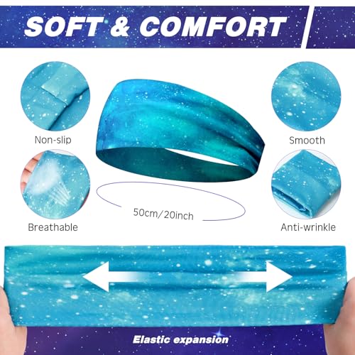 Image of 18 Pcs Sports Sweatbands for Men Women Camo Headbands Workout Non Slip Headbands Breathable Head Band Fitness Stretchy Unisex Hairband for Yoga Running Cycling Ball