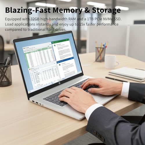 Image of HP Flagship 17inch Laptop Computer, 32GB RAM, 1TB SSD, 17.3 inch HD+ 250 Nits IPS Anti-Glare Display, Intel 8-Core i3 N305 CPU, Windows 11 Pro, Fast Charge, Wifi6, for Business and Students