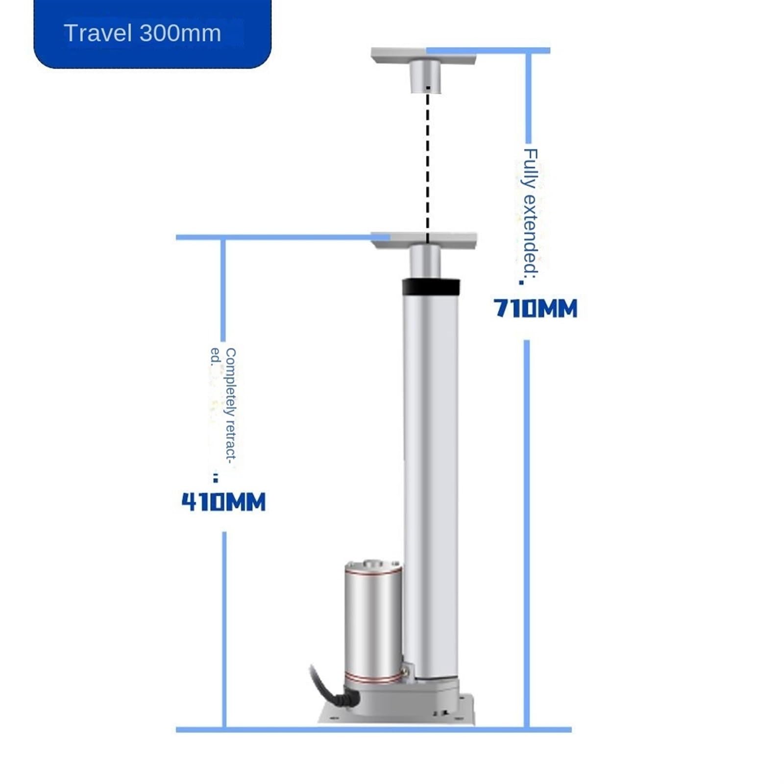 Actionneur Linéaire DC 12V/24V, 150N 15kg, Tige De Poussée À Base Plate, Course De 20 À 650mm, Vitesse De 65 Mm/s, Levage Électrique(Color:DC 12V,Size:Stroke 300MM)