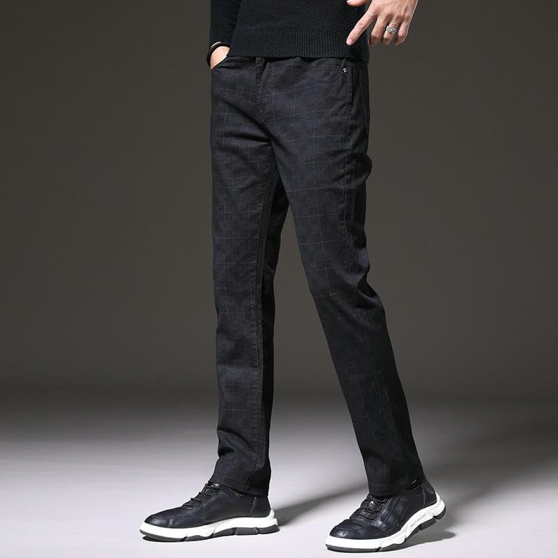 Men's Thin Straight Loose Slim Fit Business Korean Style Trendy Plaid Casual Pants3