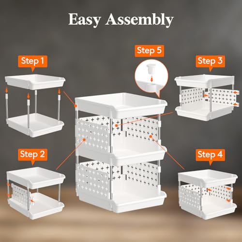 Lifewit Plastic Stackable Storage Baskets, 3 Tier Stacking Bins for Food and Clothes, Multifunctional Organizer for RV, Kitchen, Playroom, Pantry, White, 35 x 30 x 50 cm/14 x 12 x 20 inch, 1 Pack thumbnail 6