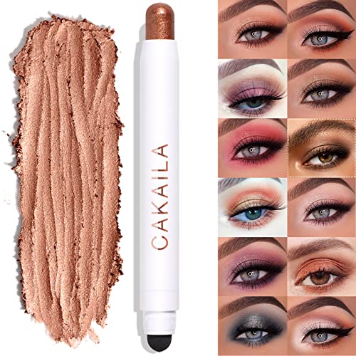 Lokfar Cream Eye-Shadow Stick, Waterproof Cream Eyeshadow Pen Rotatable Creamy Eye Shadow Pencil Crayon, Matte And Shimmer Eyeshadow Makeup Stick With Sponge Smudger (06# Dark Brown Shimmer) #TOP14