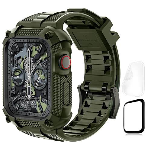 Wristitani kompatibel mit Apple Watch Armband 45mm mit Hülle Stoßfest Sport Wassserdicht armband,Robuste Schutzhülle mit Displayschutz, Ersatzarmband für iWatch Series 8 7 Cover