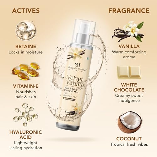 Botanic Hearth Velvet Vanilla Hair Spray & Body Perfume Mist 100 ml | With Hyaluronic Acid Alcohol-Free Formula Long-Lasting Vanilla Fragrance Leave-in Spray | For Women & Men - Image 5