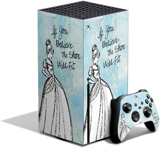 Skinit Decal Gaming Skin Compatible with Xbox Series X Bundle - Officially Licensed Disney Princess Cinderella Art Design