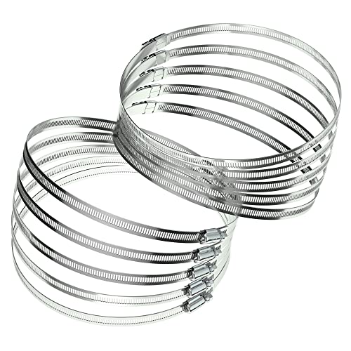 Hose Clamp Set - 10PCS 4 inch 304 Stainless Steel Worm Gear Hose Clamps for Fuel Line dryer IntercoolerGarden Water Pipe and Washing machine Automotive Plumbing 3 3/4 Hose Clamps