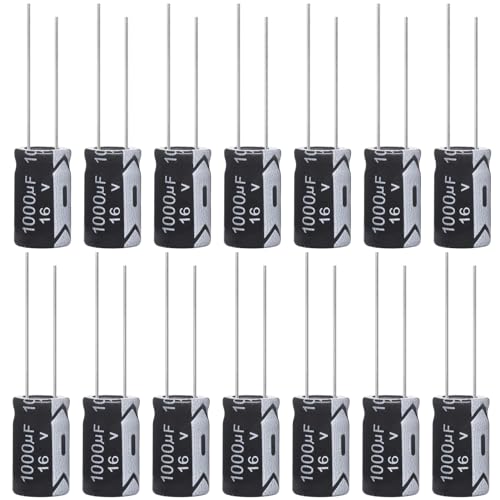 ALLECIN 1000uF 16V 10x17mm Electrolytic Capacitor 1000 uF MFD 16 Volt 0.39x0.67in Aluminum...