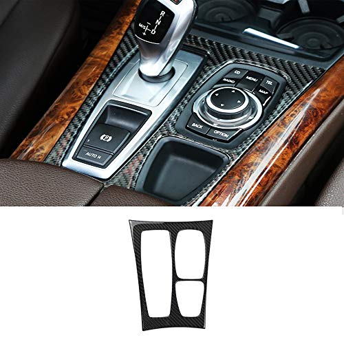 Thor-Ind Carbon Fiber Gear Box Panel Cover Trim for BMW X5 E70（08-13）X6 E71（09-14) Center Console Gear Shift Panel Decoration Frame Stickers (Gearshift Panel Decor Type A)