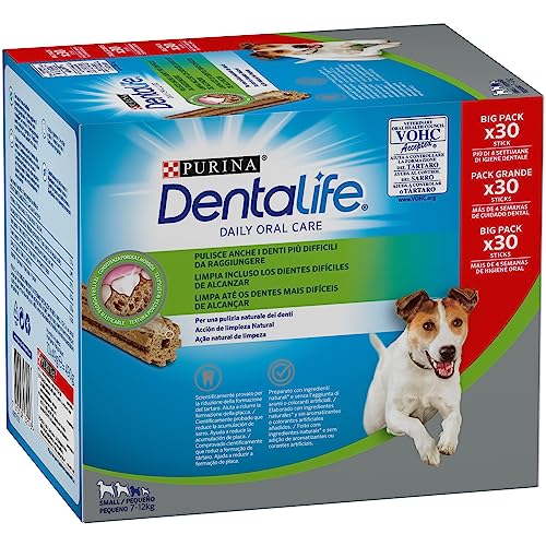 Purina Dentalife Daily Oral Care Small, Snack Dental, premio para perros pequeños, Mini , 2 packs de 30 sticks - 60 sticks