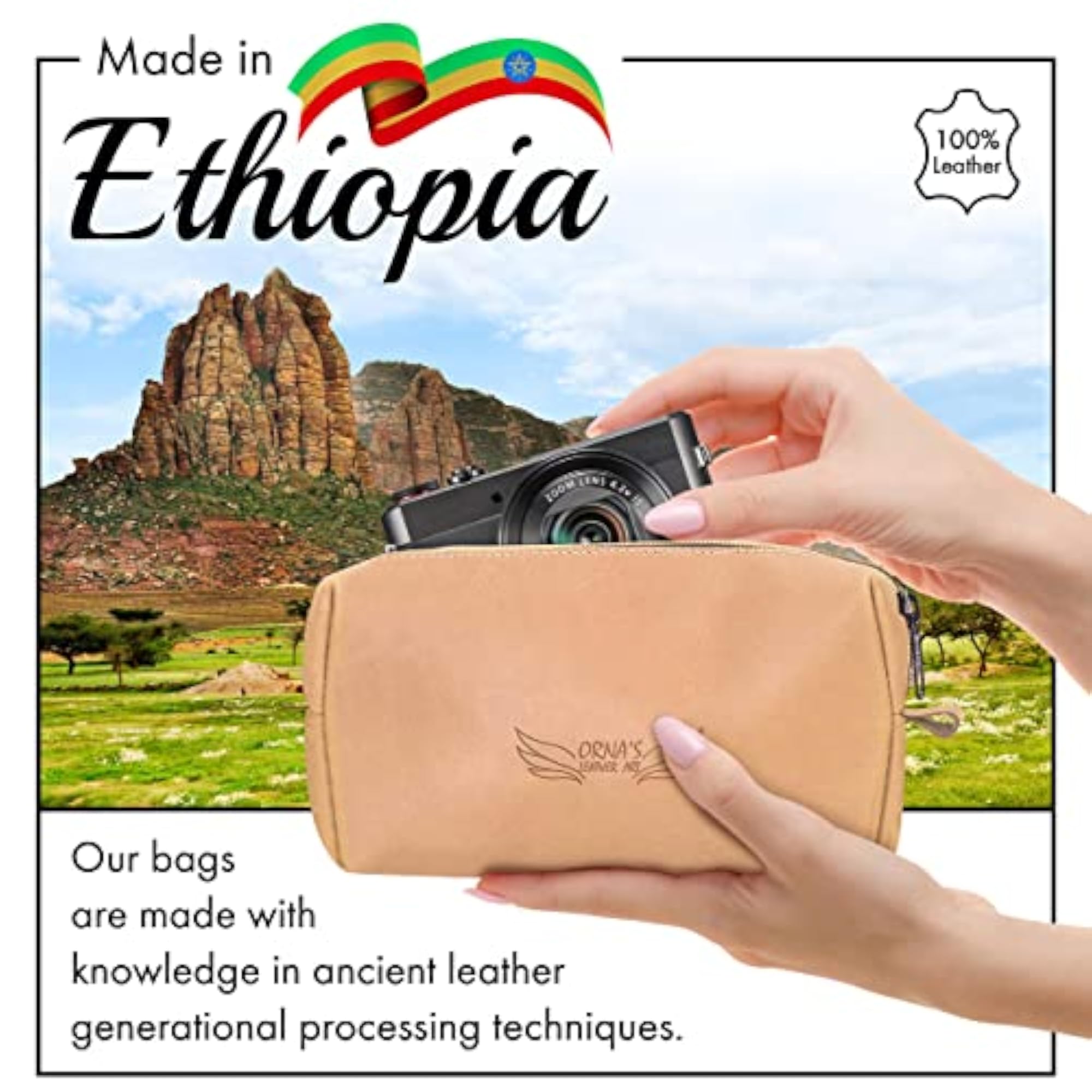 ORNA'S GOLDFINCH Unisex Sand Pouch, Real Cowhide