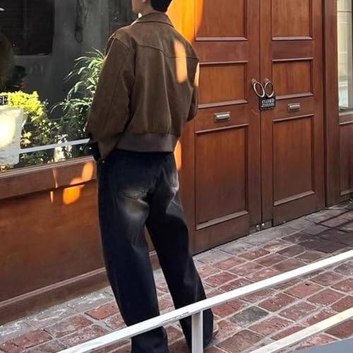 JEKE-DG Men's Vintage Faux Suede Jacket Loose Fit Casual Classic Jackets Lightweight Full Zip Outdoor Jacket Coat3