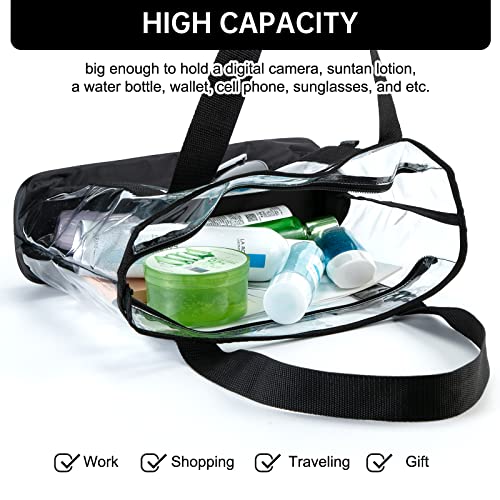 Image of BORMELUN clear tote bag,Purse handle with zipper for work plastic transparent see through women