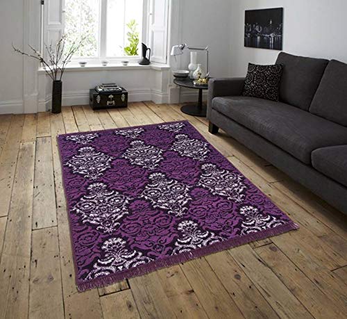 Braids Zesture Jacquard Weaved Dhamas Multipurpose Chennile Living Room,Bedroom, Carpet, Rug, Dari