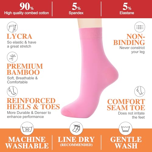 Image of ATBITER Women's Thin Cotton Crew Socks - Soft Above Ankle Bootie Casual Dress Socks 6-Pairs
