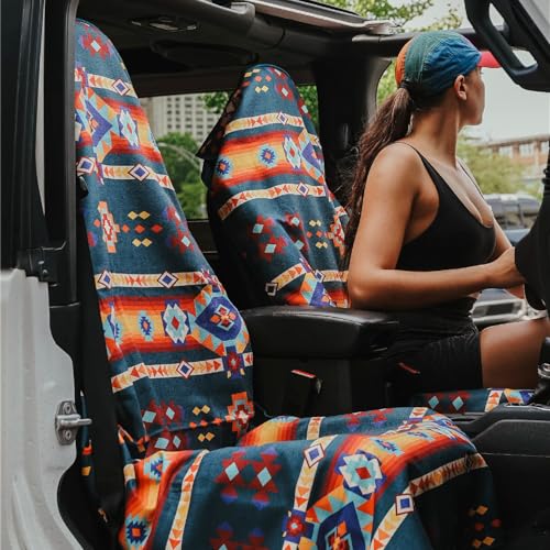 Image of Sprints Athletic Running Towel, Full-Sized, Car Seat Cover - Performance Microfiber (Aztec Artisans & Chocolate Currency)