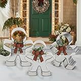 Tandefio Set of 3 Oversized Gingerbread Men Silver Gingerbread Men Cookie Cutter Figurines for Christmas Decorations Outdoor Day Holiday Party Supplies Stainless Steel, 19.29" 17.72" 15.55"