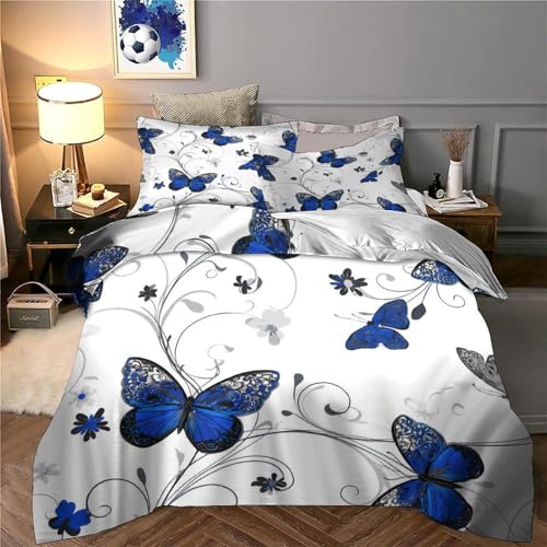 Housse de couette papillon bleu anti-plis et ultra douce pour le lit simple de votre enfant - 6