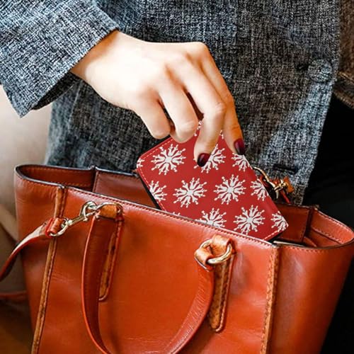 Small RFID Credit Card Holder Wallet with Zipper, Leather Wallet Case for Women Snowflake4
