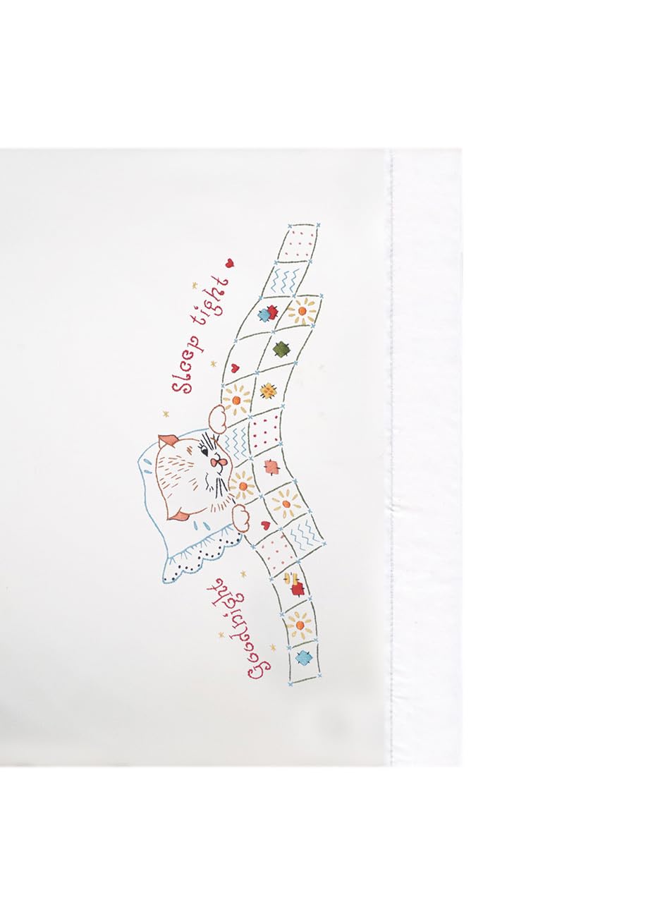 Good Night Pillowcases Stamped for Embroidery