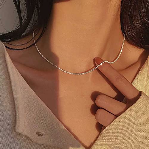 Tasiso Herringbone Choker Necklace Set Double Layer Snake Chain Herringbone Chain Necklace Layering Necklace Set Cuban Chain Necklace for Women4