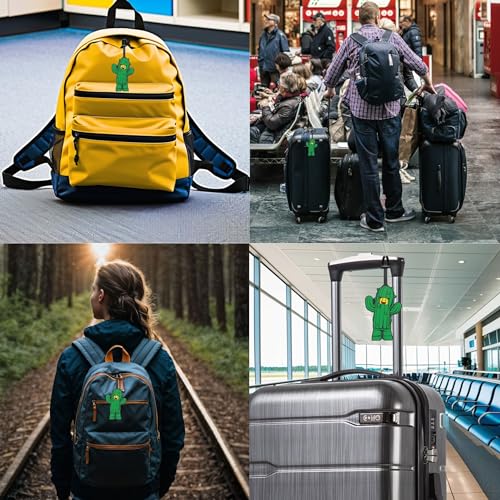 IQ LEGO Cactus Boy Luggage Tag - Green, Silicone, 7*2.5 Inches, Writable Surface, Perfect for Travel & Identification2